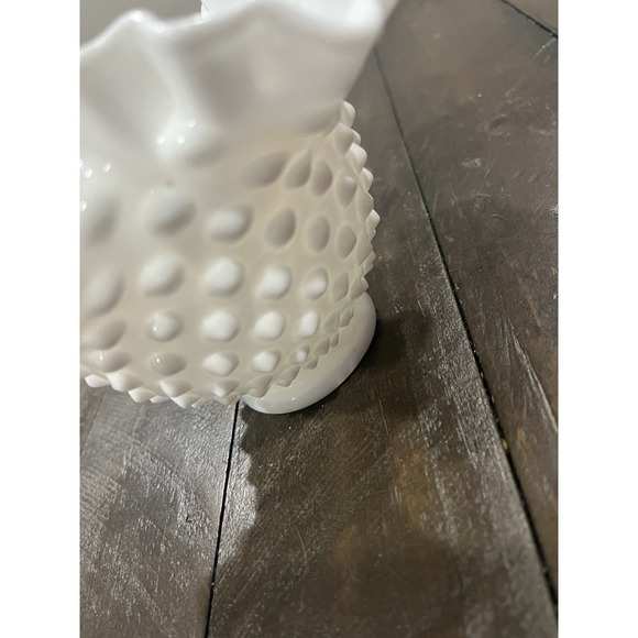 Vtg White Milk Glass Hobnail Ruffled Crimped Edge Bowl Fenton 4" - Picture 6 of 8